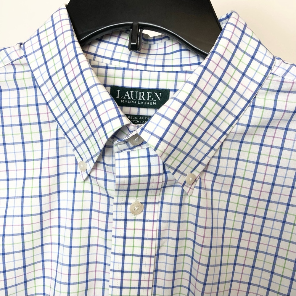 Ralph Lauren Men's XL long sleeve button up Plaid Shirt Blue Green Purple white